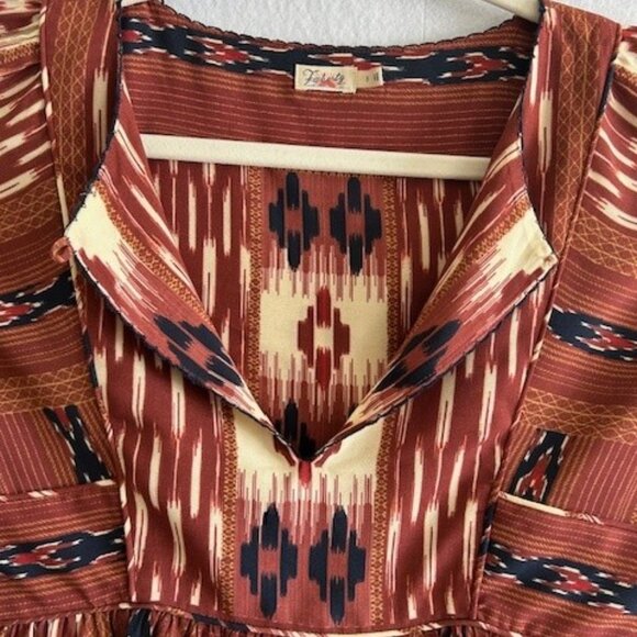 Faherty brand Ikat pattern long peasant dress - Picture 5 of 9